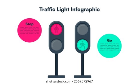 Traffic Light Infographic Highlighting Stop and Go Instructions Vector Illustration