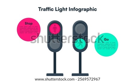 Traffic Light Infographic Highlighting Stop and Go Instructions Vector Illustration