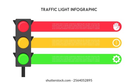 Traffic Light Infographic with Horizontal Bars for Decision Flow Vector Illustration