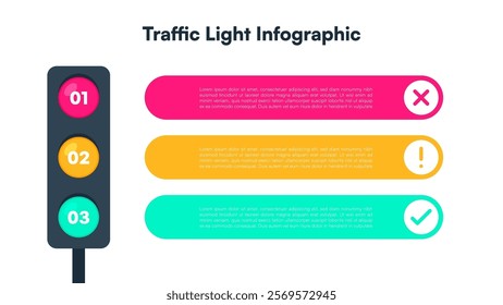 Traffic Light Infographic with Horizontal Bars for Decision Flow Vector Illustration