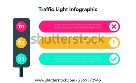 Traffic Light Infographic with Horizontal Bars for Decision Flow Vector Illustration