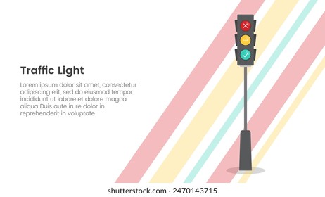 traffic light infographic template banner with fullpage background wallpaper with information for slide presentation vector