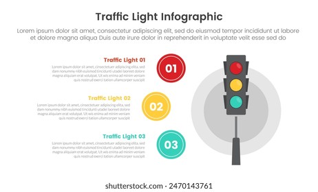 Anuncio de Plantilla de infografía de semáforo con circular de ciclo base circular con información de lista de 3 puntos para Vector de presentación de diapositivas