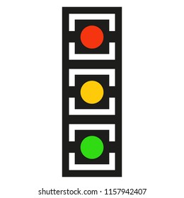 Traffic light interface icons. Red, yellow and green (stop, go and wait). Line vector buttons.