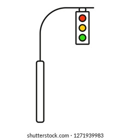 Traffic light interface icons. Red, yellow and green (stop, go and wait). Line vector buttons.