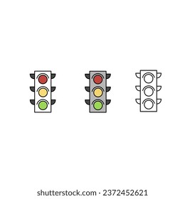 Traffic Traffic light interface icons. Red, yellow and green (yes, no and wait). Icons depicting typical horizontal traffic signals.