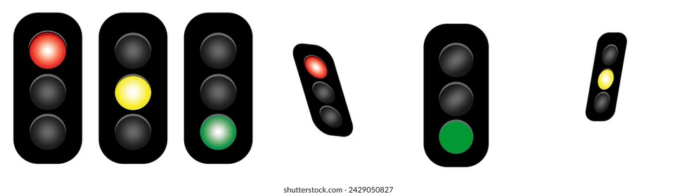 Traffic light interface icons. Red, yellow and green (yes, no and wait). Thin line vector buttons..