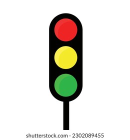 Traffic light isolated colorful illustration with pedestrian stop and go.