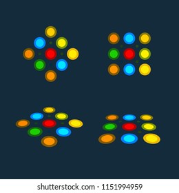 Traffic light isolated icon. Green, yellow, red lights vector illustration on blue sky background. Road Intersection, regulation sign, traffic rules design element.