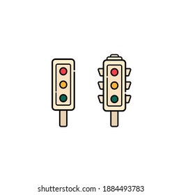 Traffic light isolated icon on white background. Vector illustration in flat cartoon design. 