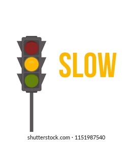 Traffic light isolated icon. Yellow lights vector illustration. Road Intersection, regulation sign, traffic rules design element. Slow.