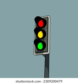 Traffic light isolated on a blue background