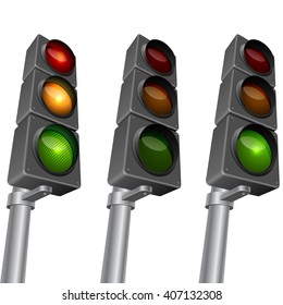 Traffic light isolated on white background vector illustration. Traffic light editable vector template with organized layers. EPS10 vector format.
