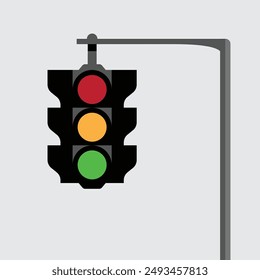 Traffic light isolated vector illustration on a gray white background.