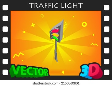 Traffic light isometric design icon. Vector web illustration. 3d colorful concept