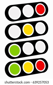 Traffic light, traffic lamp icon in set. Semaphore with green, yellow, red light on. Suitable as driving, transportation, traffic or permission related design elements