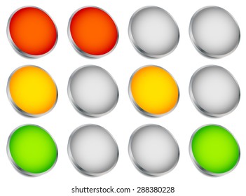Traffic light (traffic lamp, semaphore) concept graphics. Green, yellow, red lights.