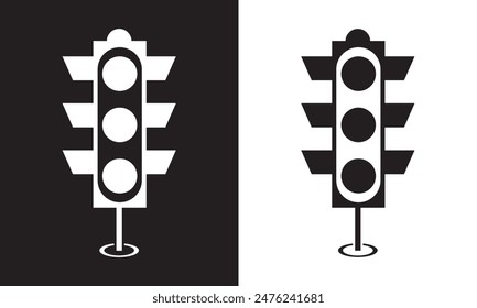 Icono de línea de semáforo. aislado sobre fondo blanco y negro. EPS 10