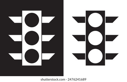 Icono de línea de semáforo. aislado sobre fondo blanco y negro. EPS 10