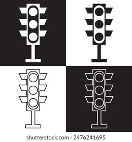 Traffic Light line icon.  isolated on white and black background. EPS 10