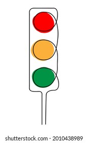 Traffic light line icon, stop light and navigation, vector graphics, linear on white background, eps 10 One stroke drawing style