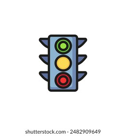 Traffic light line icon. Stoplight, semaphore, crossroad. Light concept. Can be used for topics like road regulation, direction, safety