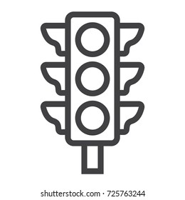Traffic light line icon, stoplight and navigation, regulation sign vector graphics, a linear pattern on a white background, eps 10.