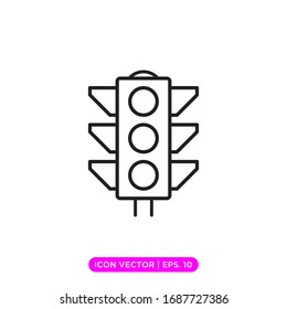 Traffic light line icon vector design with editable stroke
