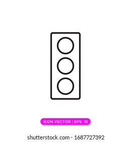 Traffic Light Line Icon Vector Design With Editable Stroke