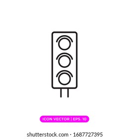Traffic light line icon vector design with editable stroke