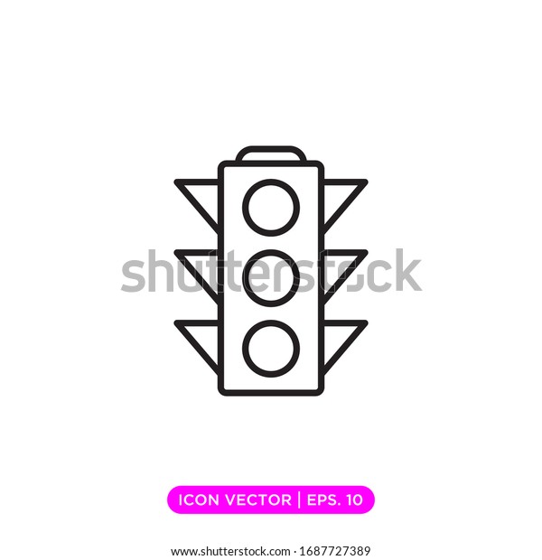 Traffic light line icon vector design with\
editable stroke