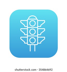 Traffic light line icon for web, mobile and infographics. Vector white icon on the blue gradient square with rounded corners isolated on white background.