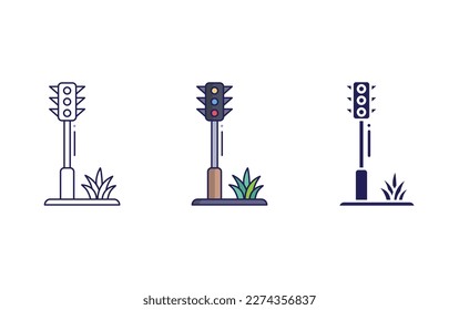 Traffic Light line and solid illustration icon