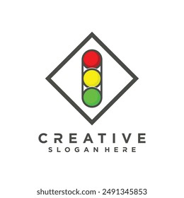 Traffic light logo design element vector icon with creative concept idea