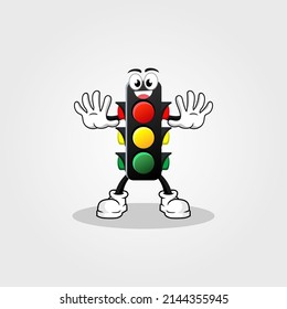 traffic light mascot isolated on white background. eps vector