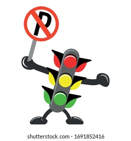 Traffic light, no parking vector illustration