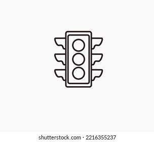 traffic light object design line icon isolated