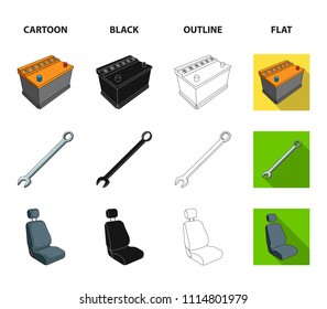 Traffic light, old car, battery, wrench, Car set collection icons in cartoon,black,outline,flat style vector symbol stock illustration web.