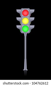 Traffic light on black, vector, 10eps.