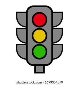 Traffic light on a white background, sign for design, vector illustration