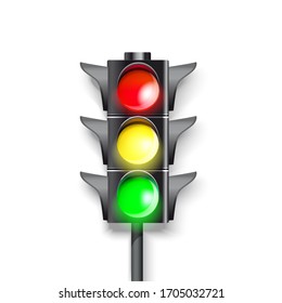 Traffic Light On White Background Burning Stock Vector (royalty Free 