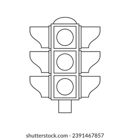 Luz de tráfico en un fondo blanco. Semáforo de carreteras. Esbozo para libro de colorantes infantil, vector
