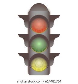 Traffic light on white background, vector illustration