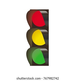 Traffic light on the white background tree lights on realistic single
