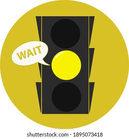traffic light on yellow background, flat and shadow style