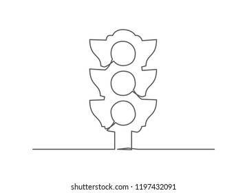 Traffic light. One line drawing.