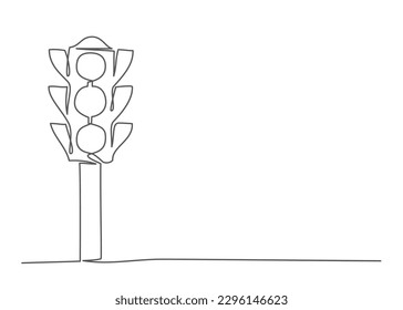Traffic light One line drawing on white background