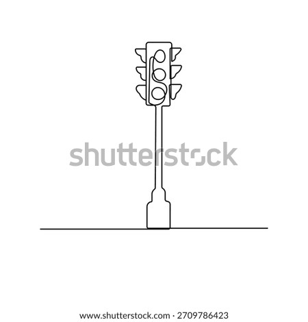 Traffic light one line drawing minimalist outline vector illustration

