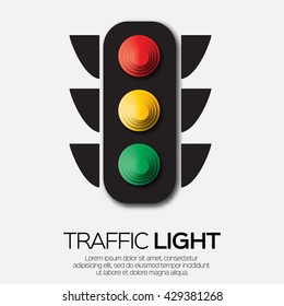 Traffic light.  Origami Red, yellow, green lights - Go, wait or slow, stop. Paper cut International Traffic Light's Day. Applique Vector design illustrations.