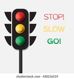 Traffic light.  Origami Red, yellow, green lights - Go, wait or slow, stop. Paper cut International Traffic Light's Day. Applique Vector design illustrations.
